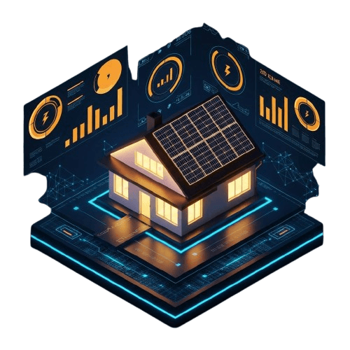 Maison équipée de panneaux solaires avec suivi énergétique
